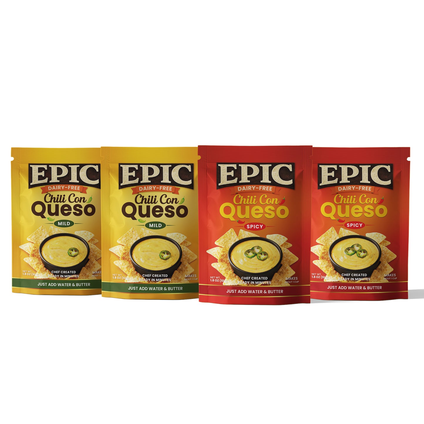 Epic Queso Lovers  (MILD & SPICY) 4 Pack Bundle